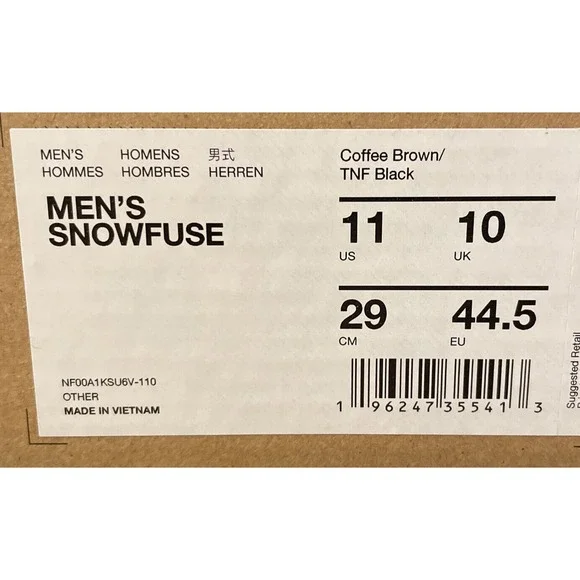 The North Face Snowfuse Brown Waterproof AT All Terrain Hiking Boots Mens 11 NIB